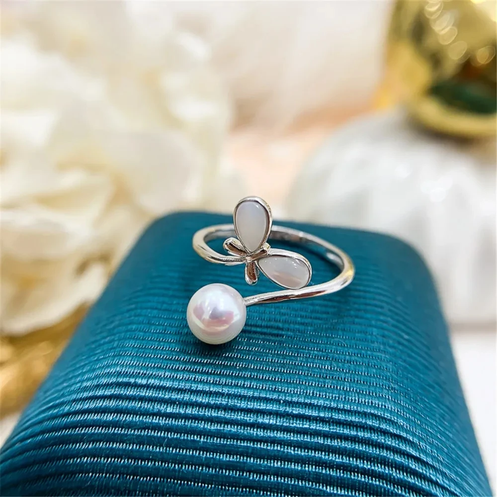 

Genuine Solid S925 Sterling Silver Plated 18K Gold Resizable Classic Rings Settings Base Women DIY Pearl Ring Accessory No Pearl