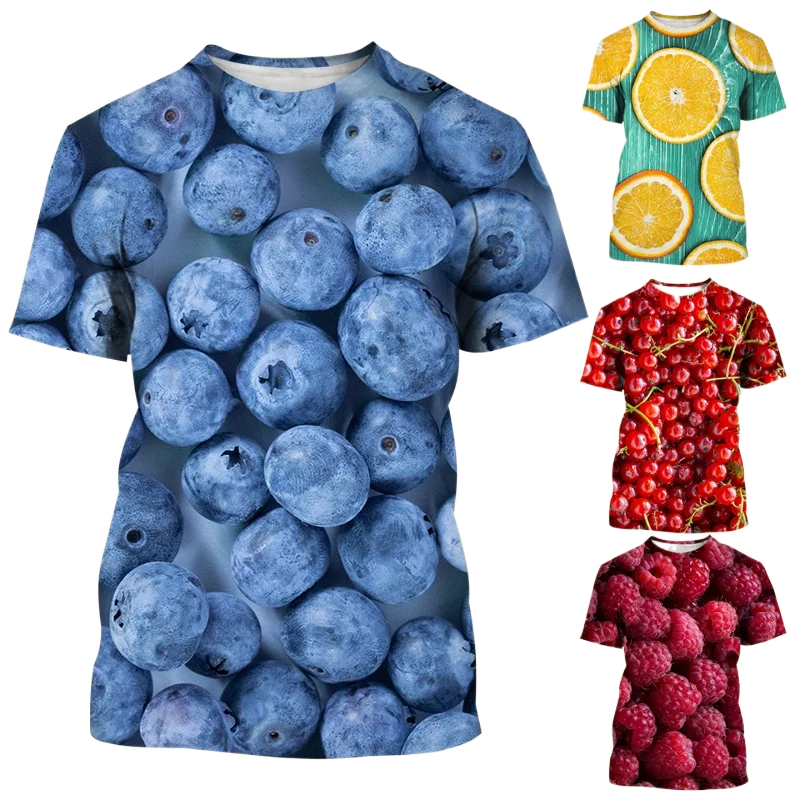 

2023 Summer New Fashion Fruit Pattern Printing 3D T Shirt Men's Casual Round Neck T-shirt High Quality Fabric Interesting
