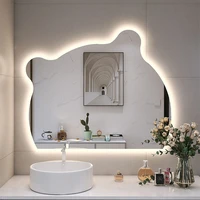 aesthetic odd shape bathroom mirror glass modern clear unbreakable bathroom mirror cute custom espejos con luces indoor supplies