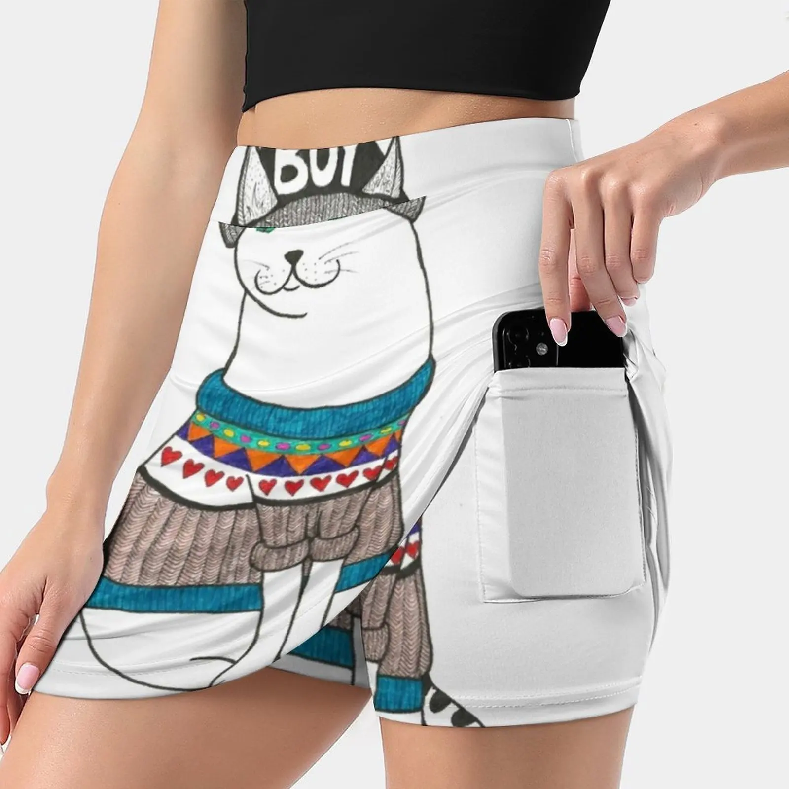 

Женская юбка Boycat со скрытым карманом, юбка для тенниса, юбки для гольфа, юбки для бадминтона, юбки для бега, свитер с шапочкой и акварелью для ...