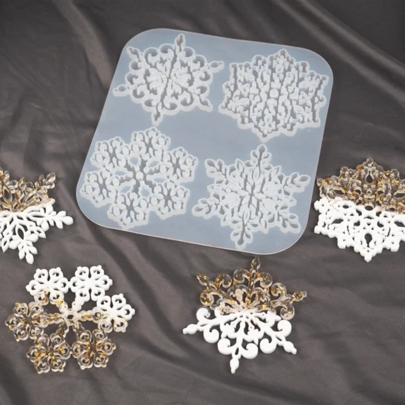 Силиконовые пластыри из эпоксидной смолы формы для подставки в виде снежинок 4