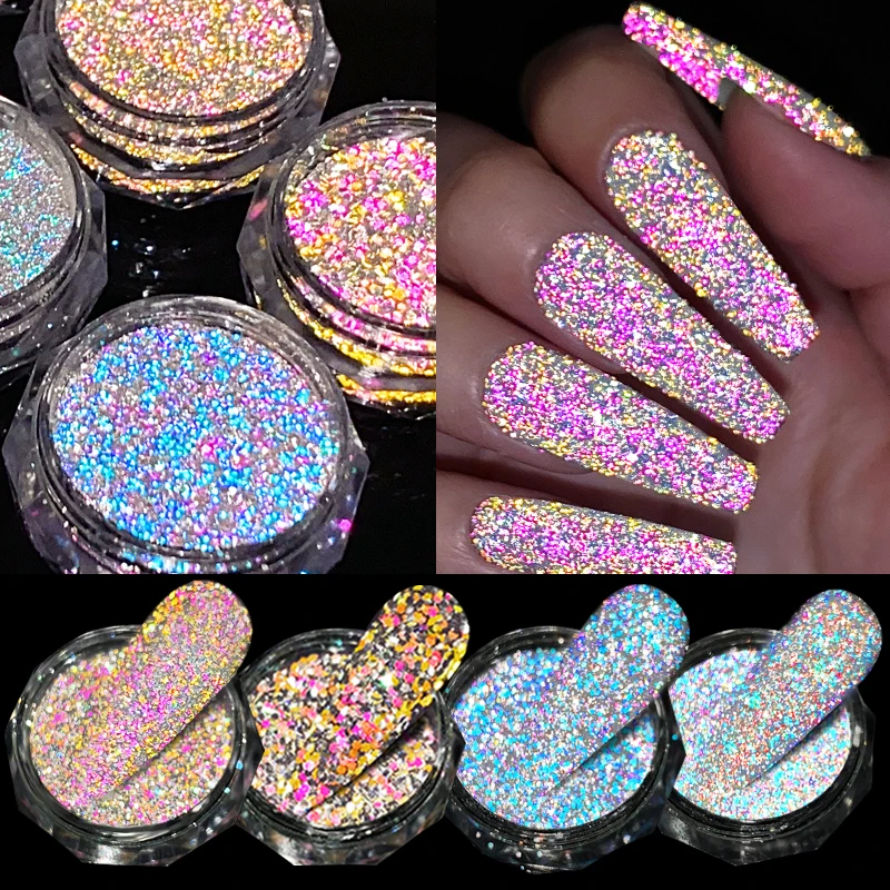 

Glitter Nail Powder Silver Reflective Diamond Holographic Nail Dust Sparkling Crystal Pigment Fine Shiny DIY Manicure Decoration