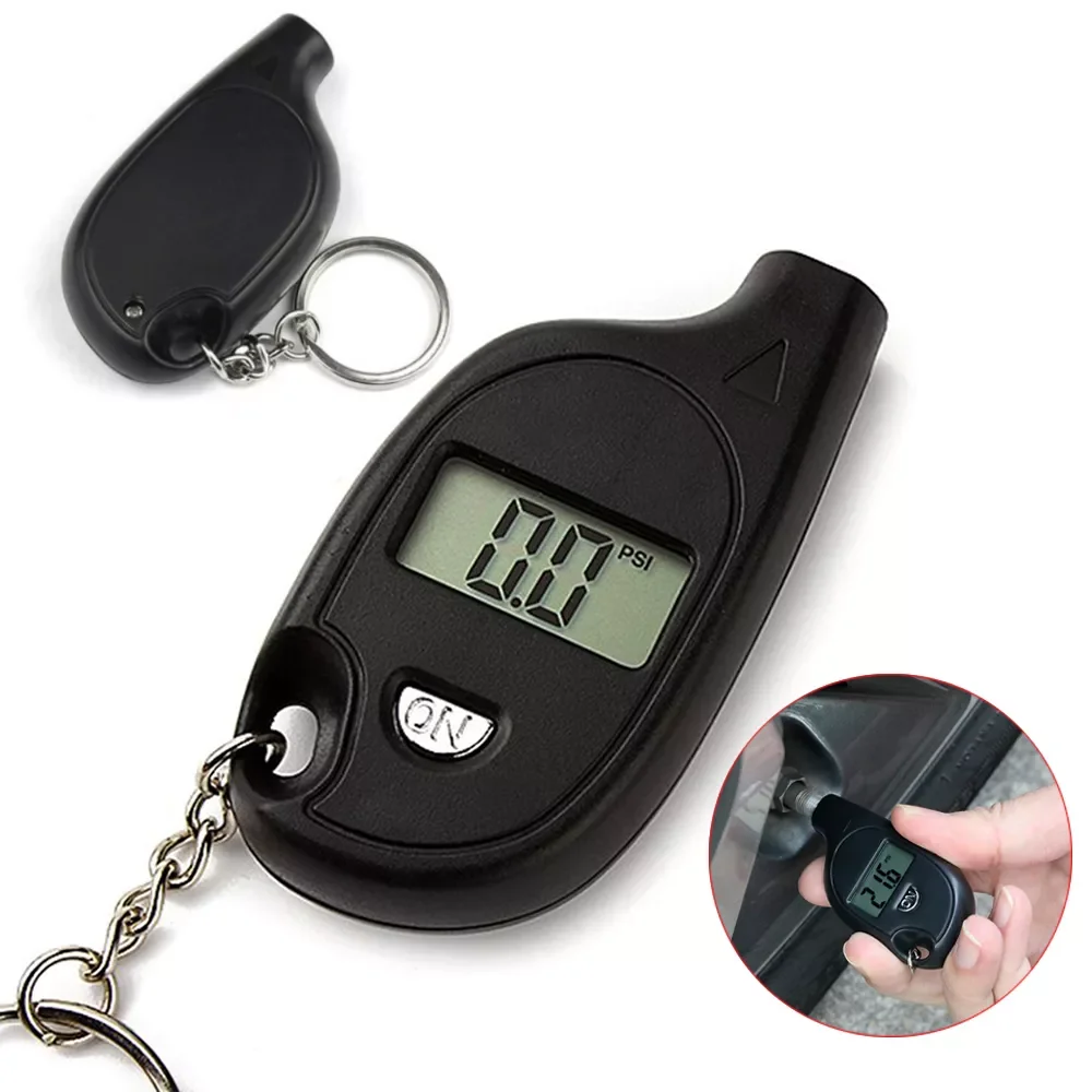 

Mini Keychain Style Tire Gauge Digital Lcd Display Car Tire Air Pressure Tester Meter Auto Car Motorcycle Tire Safety Alarm