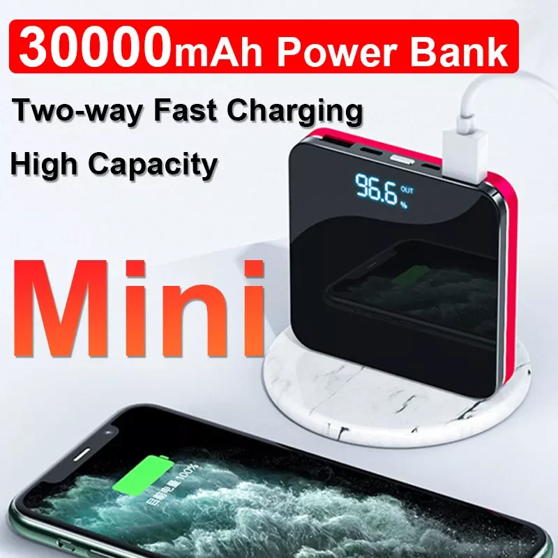 

NEW2023 30000mAh Portable Mini Power Bank Two-way Fast Charger High Capacity Digital Display External Battery for iphone Galaxy