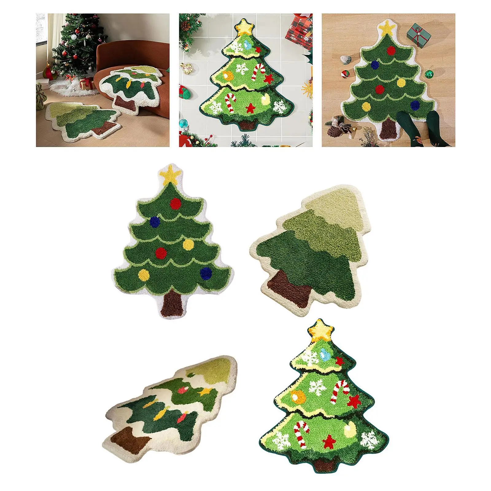 Christmas Tree Rug Bath Mat Washable Nordic Professional Non Slip Comfortable for Decor Soft Bathroom Carpet