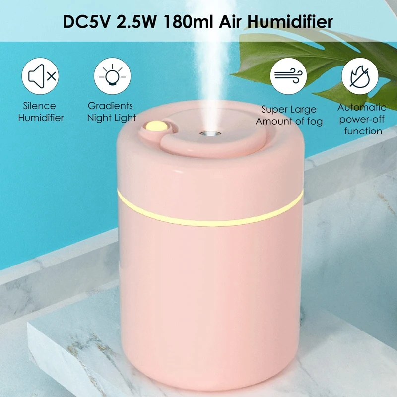 

180Ml Air Humidifier Aroma Diffuser Mist Maker Night Light Dual Working Modes/Auto Power Off Design/USB Powered
