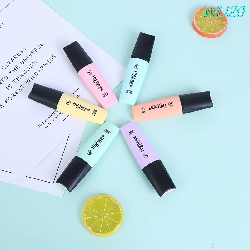 

6 Colors Mini Colorful Highlighters Pastel Markers Single Text Focus Marker Pens for School Office Hot!