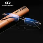 BEGREAT очки для чтения без оправы с защитой от синего цвета, квадратные металлические пресбиопические очки с чехлом, мужские очки для зрения плюс + 1,0