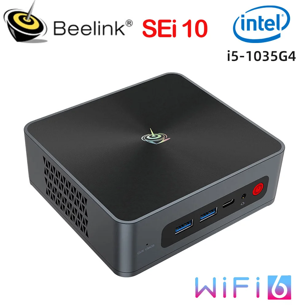 Beelink SEi 10 мини-ПК Intel Core i5 1035G4 Windows 11 Pro 10 поколения DDR4 16 Гб SSD 512 Гб двойной HD Wifi6 1000M настольный компьютер