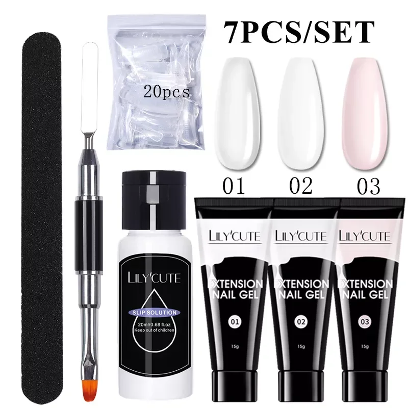 

NEW2023 Extension Gel Nail Polish Kit Quick Extension Manicure Gel Set Finger Extend Mold Nail Brush Nail Art Tool Set Supplies