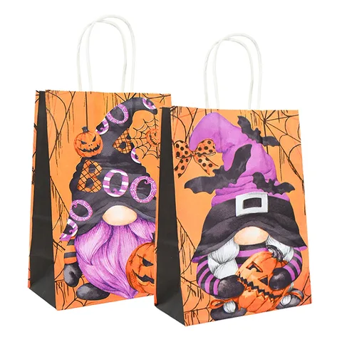 Бумажные подарочные пакеты для Хэллоуина, 6 шт., 21 х15 см, двусторонний рисунок тыквы, призрака, конфеты, украшения для Хэллоуина, Детские искусственные