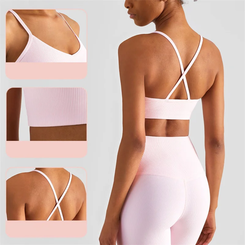 

LULU вам нравится 2022 ребристый ударопрочный бюстгальтер, Женский Быстросохнущий материал, дышащий бюстгальтер с перекрестной спинкой