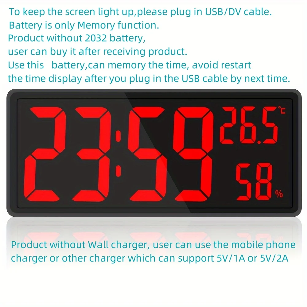 Большие Настенные Часы С Очень Большим Зеркалом Дисплеем Цифровым Домашним