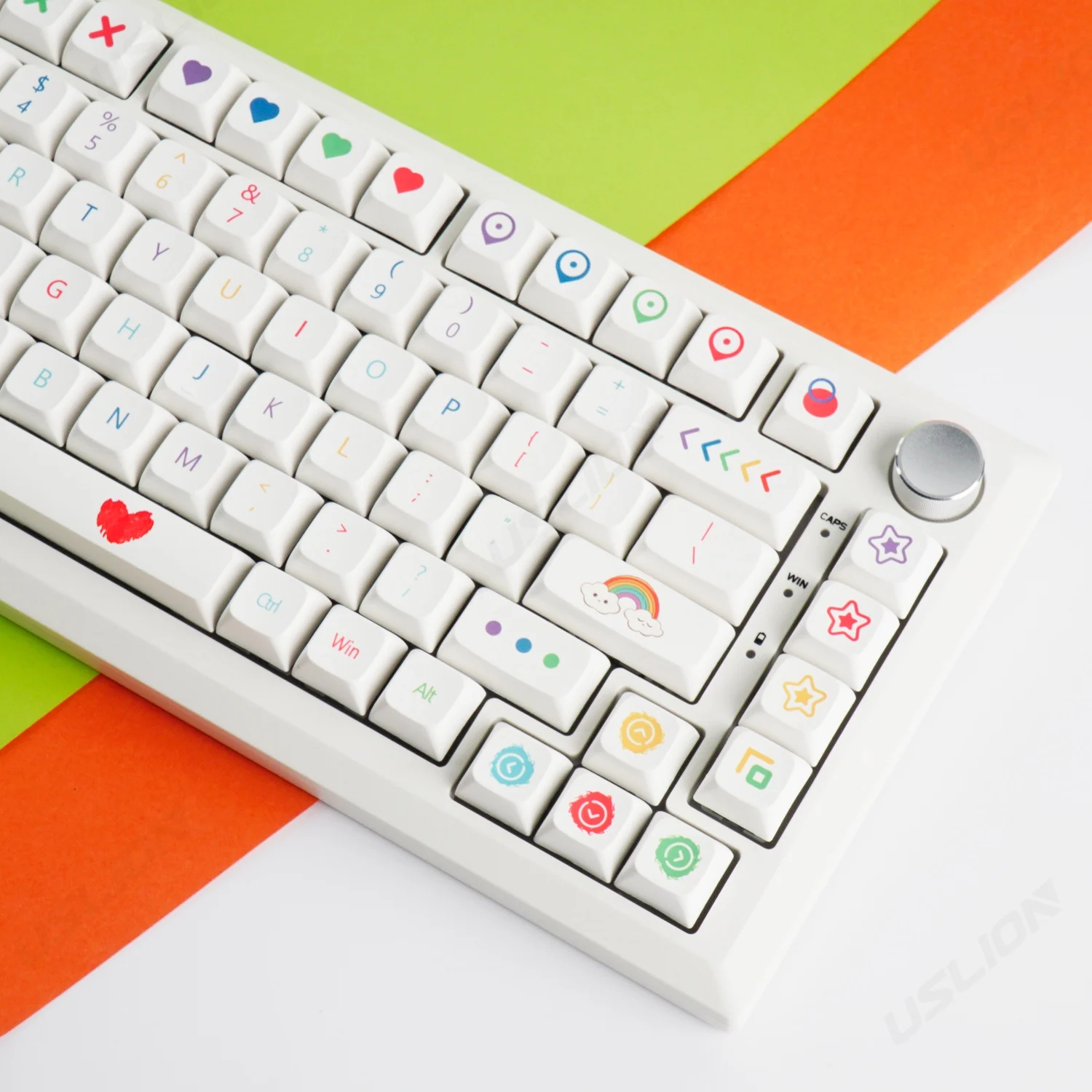 

USLION 127Keys Rainbow Minimalism White Theme XDA Profile PBT Customzied DIY Key Caps For Gaming Mechanical Keyboard MX Switches