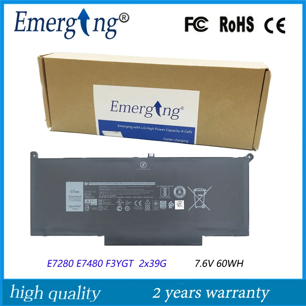

Оригинальный аккумулятор F3YGT для ноутбука Dell Latitude 12 13 14 7,6 7000 7280 2X39G DM3WC E7280 E7380 E7390 E7480, 7480 В, 60 Вт/ч