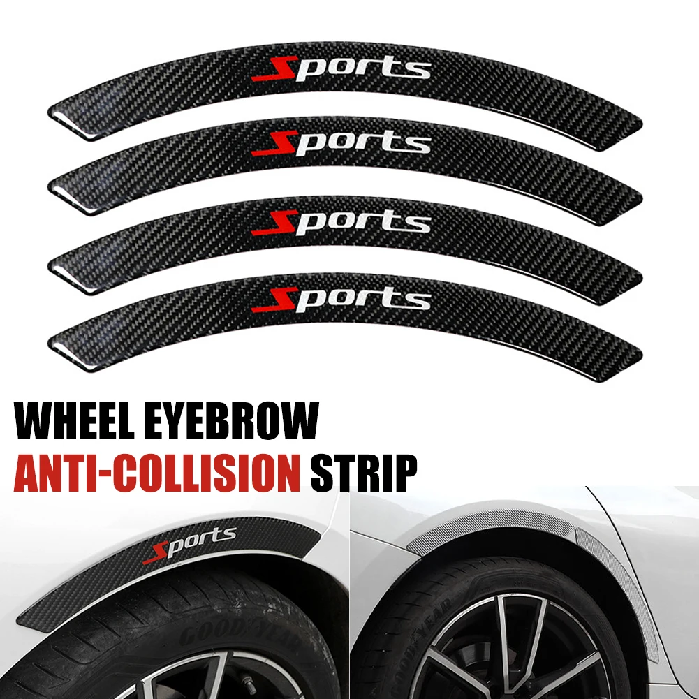 

4Pcs/Set Car Wheel Eyebrow Universal Self Adhesive Fender Sticker Protector Anti-Collision Strip Carbon Fiber Fender Flare Decor