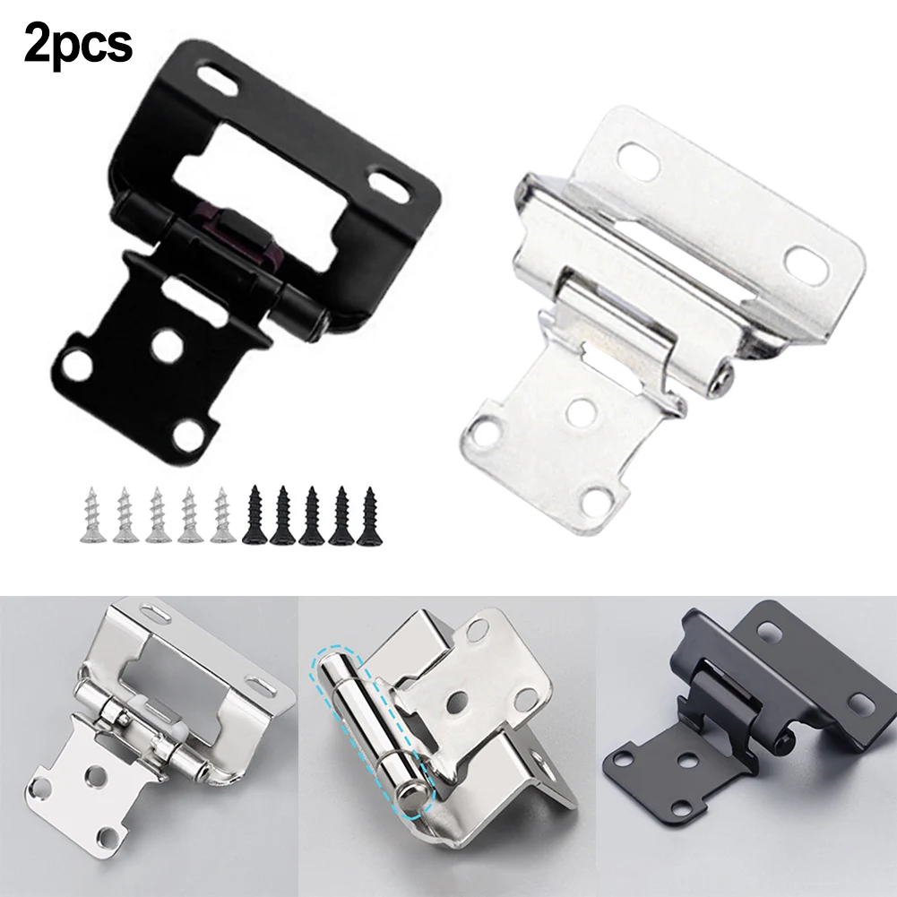 

2pcs Self-Closing Cabinet Hinges Cupboard Multifunction Desk Cabinet Soft Close Half Overlay Flush Hinges Furniture Hardware