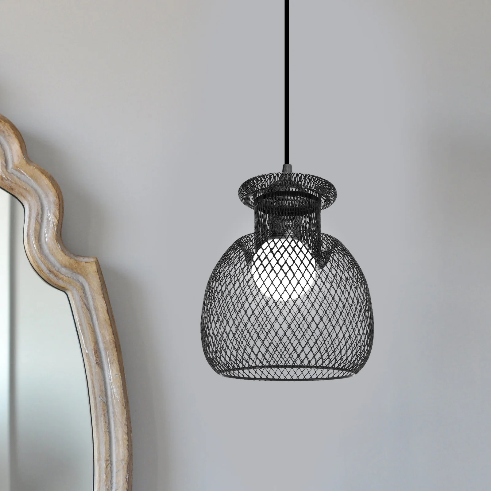 

Hanging Lamp Shade Light Bulb Cage Hollow Out Lamp Guard Indoor Light Cover