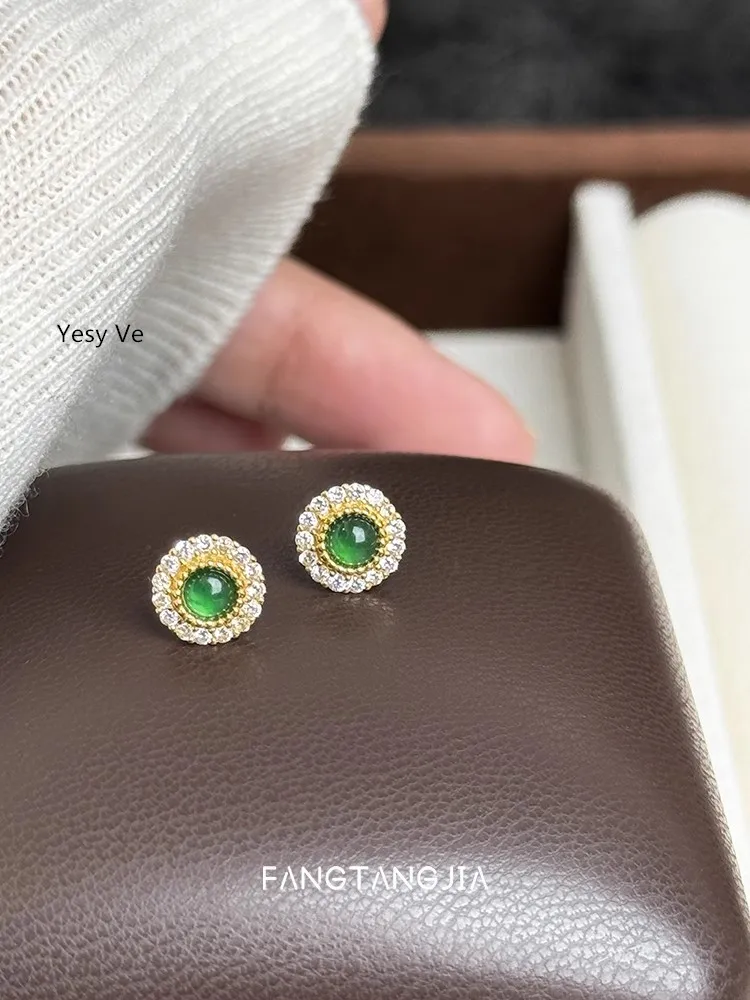 Yesy Ve женские новогодние украшения из натурального жадеита серьги-гвоздики 100%
