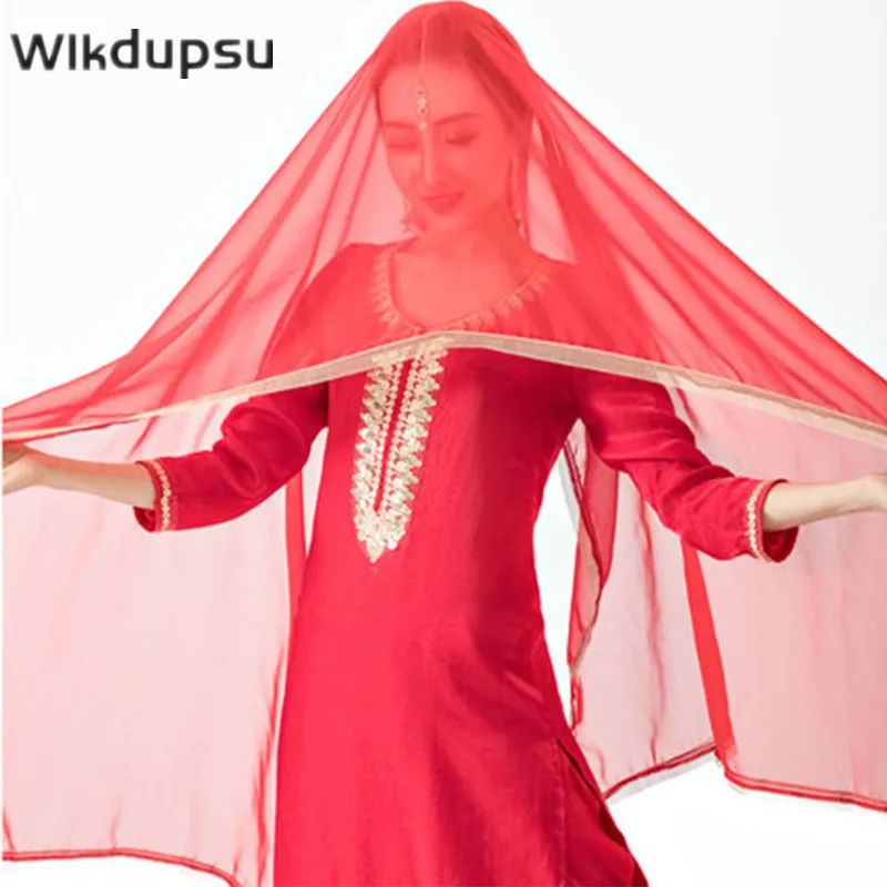 

Indian Sari Scarf Mesh Embroidery Ethnic Floral Printed Lady Silk Dupattas Headscarf Muslim Shawl Hijab Head Scarves Women
