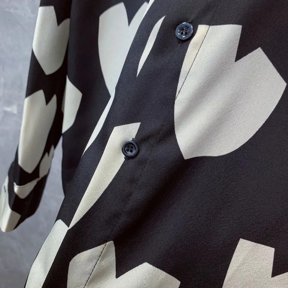2022 New Men Outdoor Casual Korean Long-Sleeved Single Breasted Tops Shirt Male Fashion Printed Loose Streetwear Shirts L156