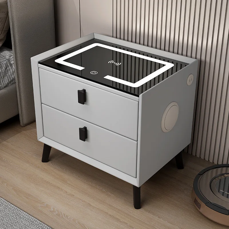

Comfortable Storage Nightstands Smart Charging Makeup Bedside Tables Mobile Small Narrow Mesa De Noche Nordic Furniture HY50BT