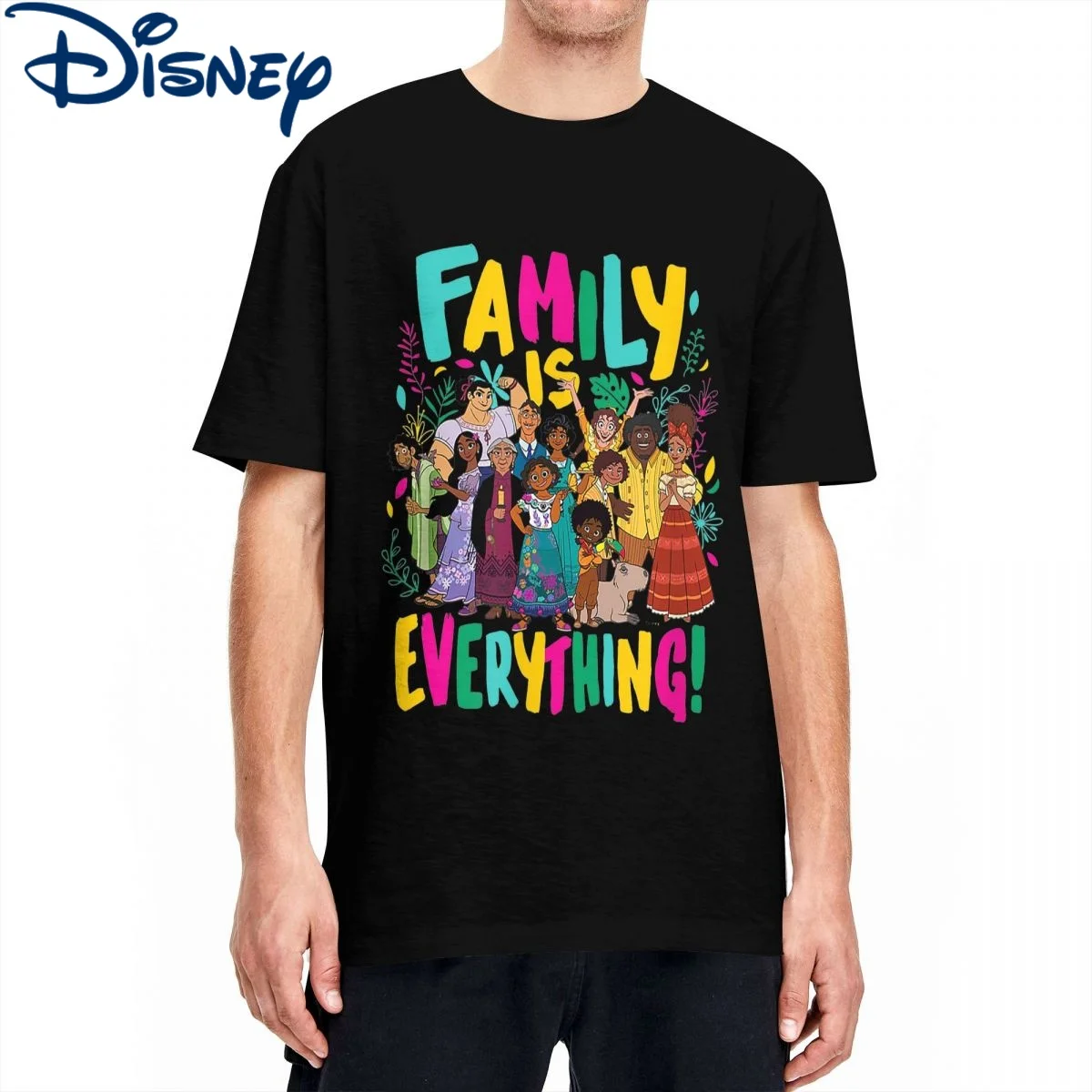 

Мужская и женская футболка Disney Encanto одежда из чистого хлопка для всей семьи футболки с коротким рукавом и вырезом лодочкой футболки в подарок