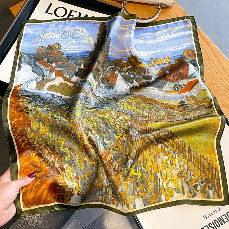 Роскошный шарф из 100% натурального шелка женские шарфы на шею 2024 фуляр для волос