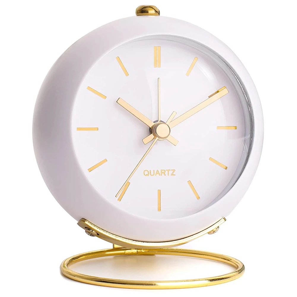 S With Light Retro Silent Analogue Small Clock Table Bedside