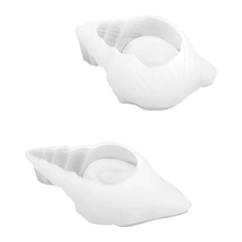 

2Pcs Mirror Stereo Conch Silicone Mould DIY Crystal Drop Glue Mould Ocean Wind Shell Makeup Egg Storage Box