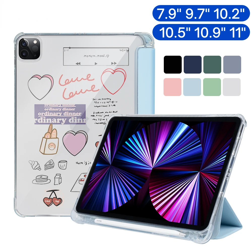 For 2021 iPad Case Pro 11 M1 2020 10.2 7/8/9th 10.9 10th Cover 2018 iPad 9.7 5/6th Mini 45 6 Air4 5 10.9 With Pen Tray Funda Hot