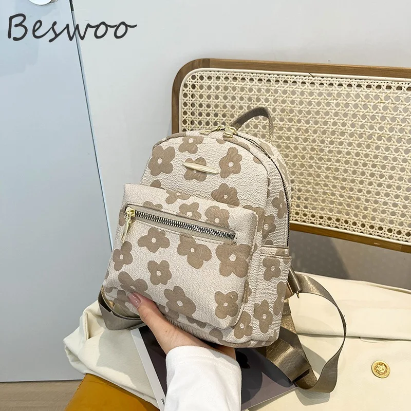 

Модный холщовый мини-рюкзак для женщин с цветочным дизайном, сумка на плечо, дорожные повседневные маленькие рюкзаки для девочек, Милая жен...