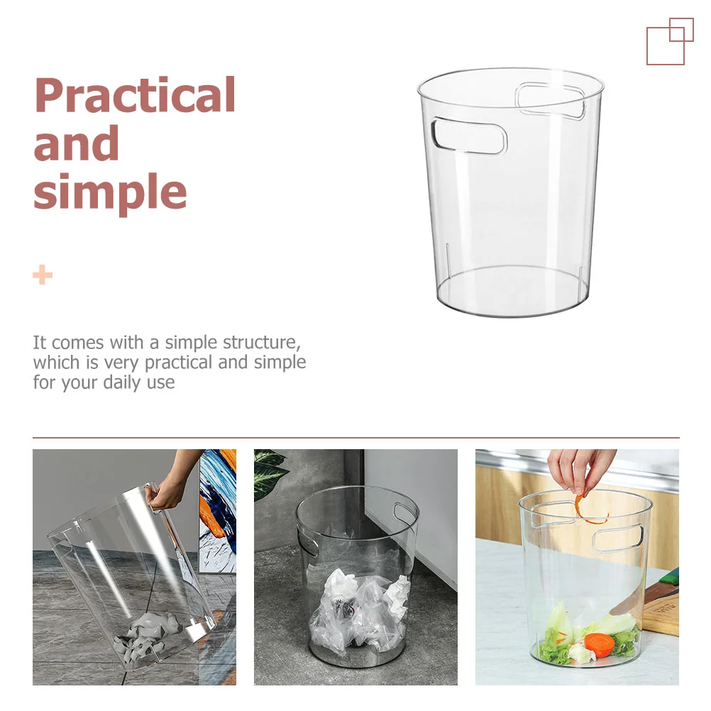 

Garbage Can Large Capacity Trash Multi-functional Waste Storage Bin Plastic Lid Portable Clear Bucket The Pet Office Collector