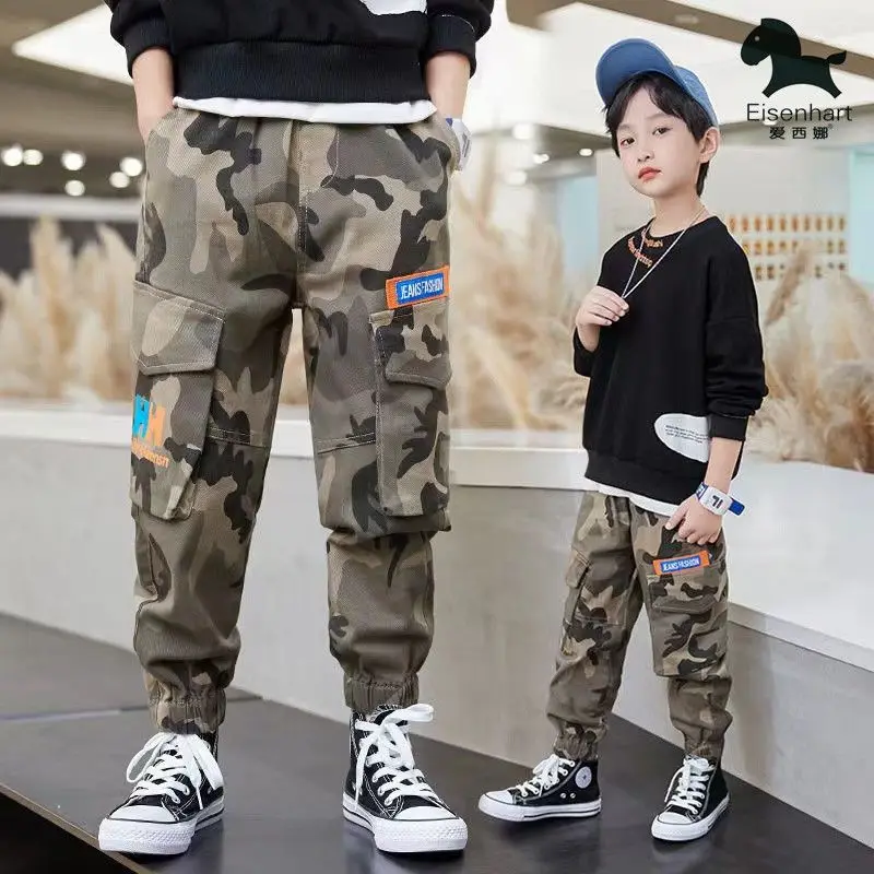 2023 new Spring Autumn Girls Kids Camo casual Pants  Baby Children Jeans Long Pant Trousers Children Clothes 2-12T