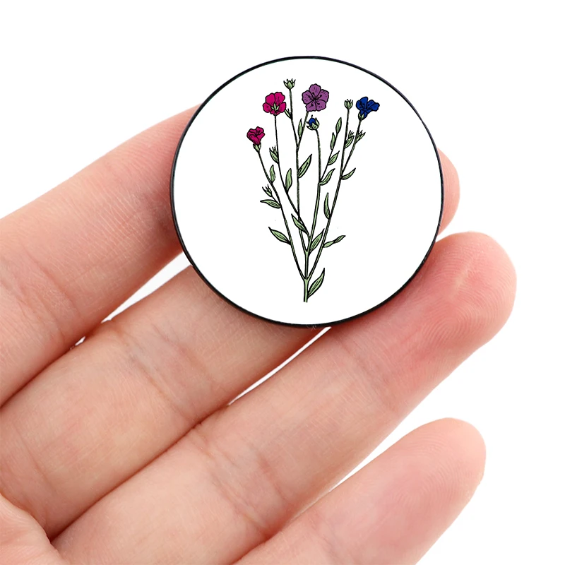

Subtle Bi Pride Flax Sprig Pin Custom Brooches Shirt Lapel teacher tote Bag backpacks Badge Cartoon gift brooches pins for women