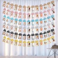 12 months photo frame banner first happy birthday decorations 1st baby boy girl my 1 one year party supplies bunting garlands