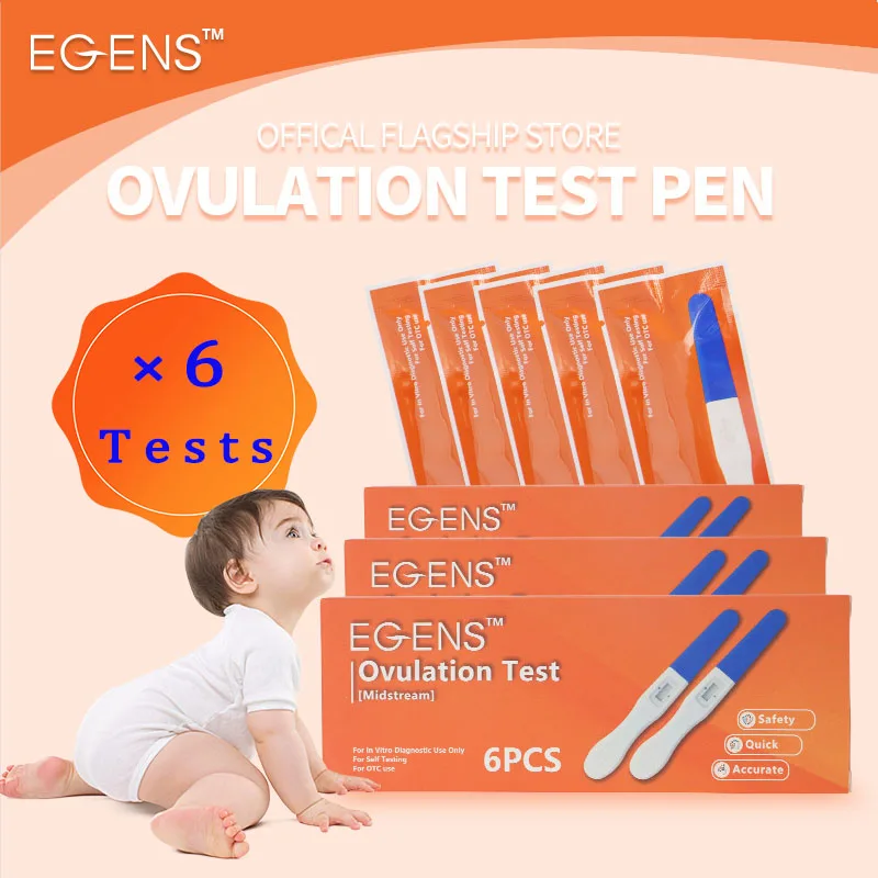 EGENS 6 шт. LH тест на овуляцию средний поток один шаг набор тестов ручка 99.99% точность