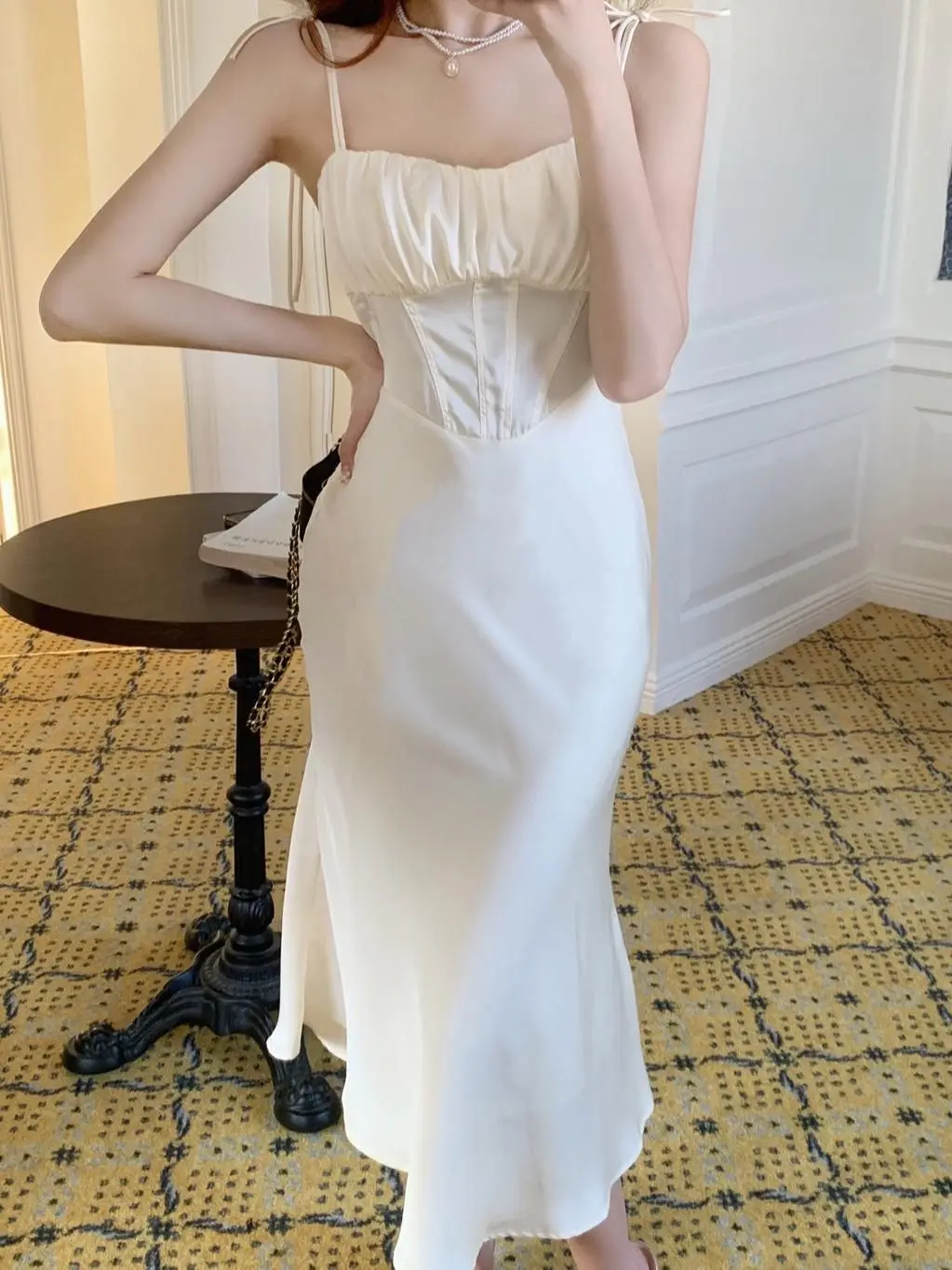 

Women Satin Elegant Mermaid Dress Sexy Party Summer Bodycon Female Birthday Clothes Vestidos