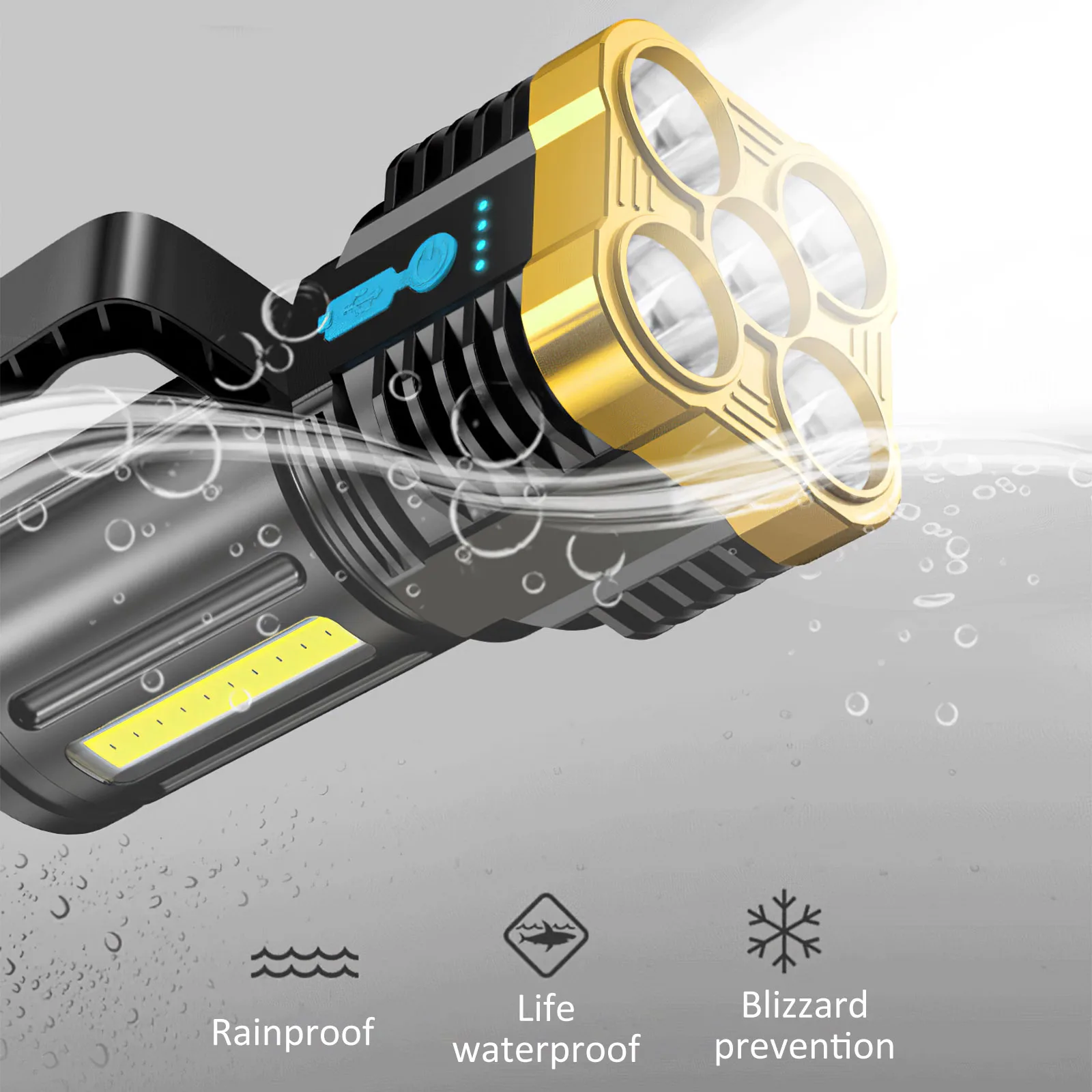 

COB Highlight Handheld Flashlight USB Charging Emergency Light LED Emergency With Four Light Gears For Hiking Night Walking