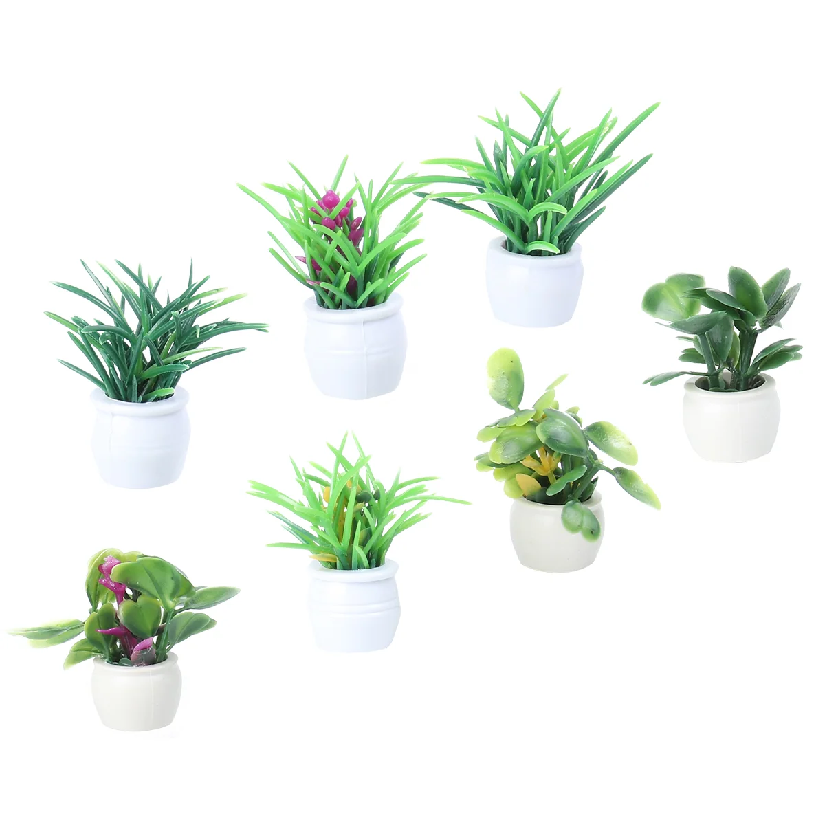 

7 Pcs Mini Grass Pot Model Flowerpot Layout Props Plants Construction Scenery Artificial Indoor