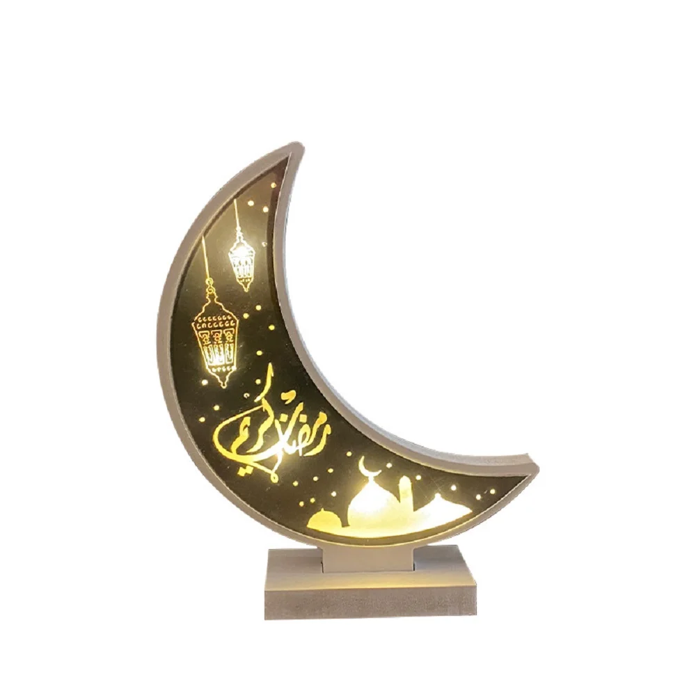 

Wooden Density Board Ornament Ramadan Eid Mubarak Moon Lamp LED Night Light Home Festival Decoration Decoration Night Light