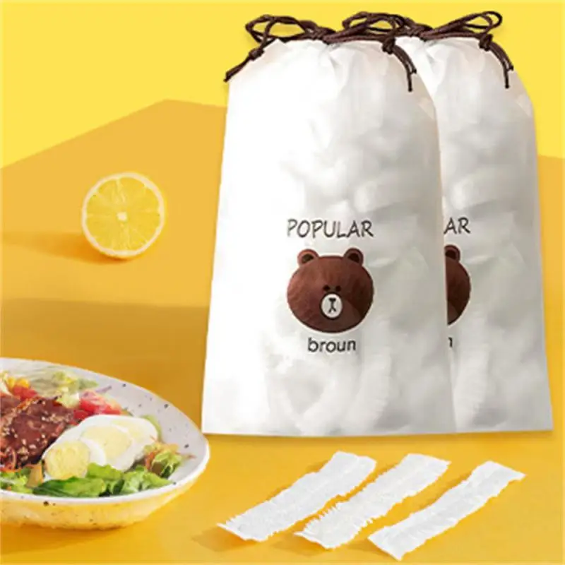 

Disposable Food Cover Plastic Wrap Elastic Food Lids For Fruit Bowls Cups Caps Storage Fresh Keeping Saver Bag Kitchen