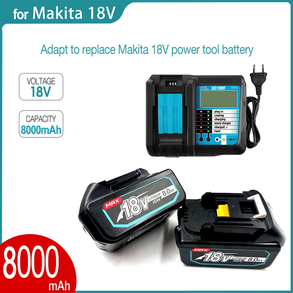 

Aicherish Makita 2 высококачественные батареи + зарядное устройство 18 в 8 Ач замена Makita BL1880 BL1860 BL1830 для дрели бензопилы
