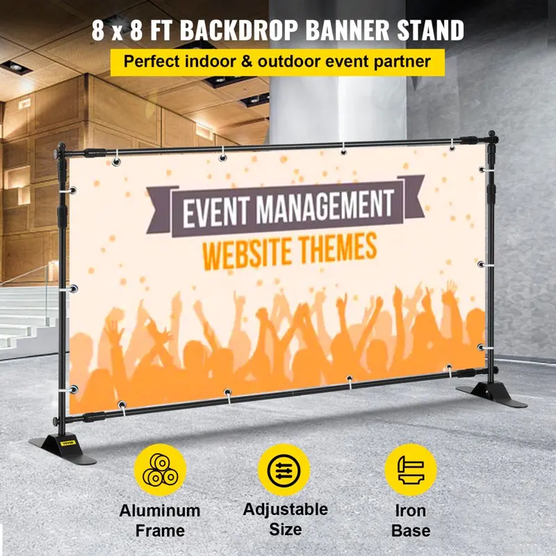 

X 8 ft Banner Stand Adjustable Height and Width Display Backdrop Lightweight Portable Trade Show Wall for Photography