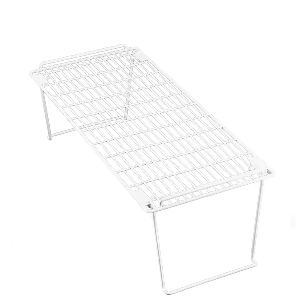 

Adult Metal Kitchen Pantry Organization Wire Stacking Single Shelf, 22"x10"x7", White