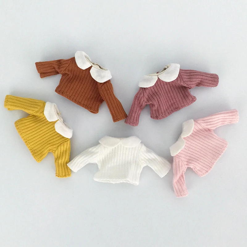 

D04-A039 children handmade toy 1/12 ob11 Doll BJD/SD GSC doll Accessories Pit Strip Long Sleeve Lapel T-Shirt 1pcs