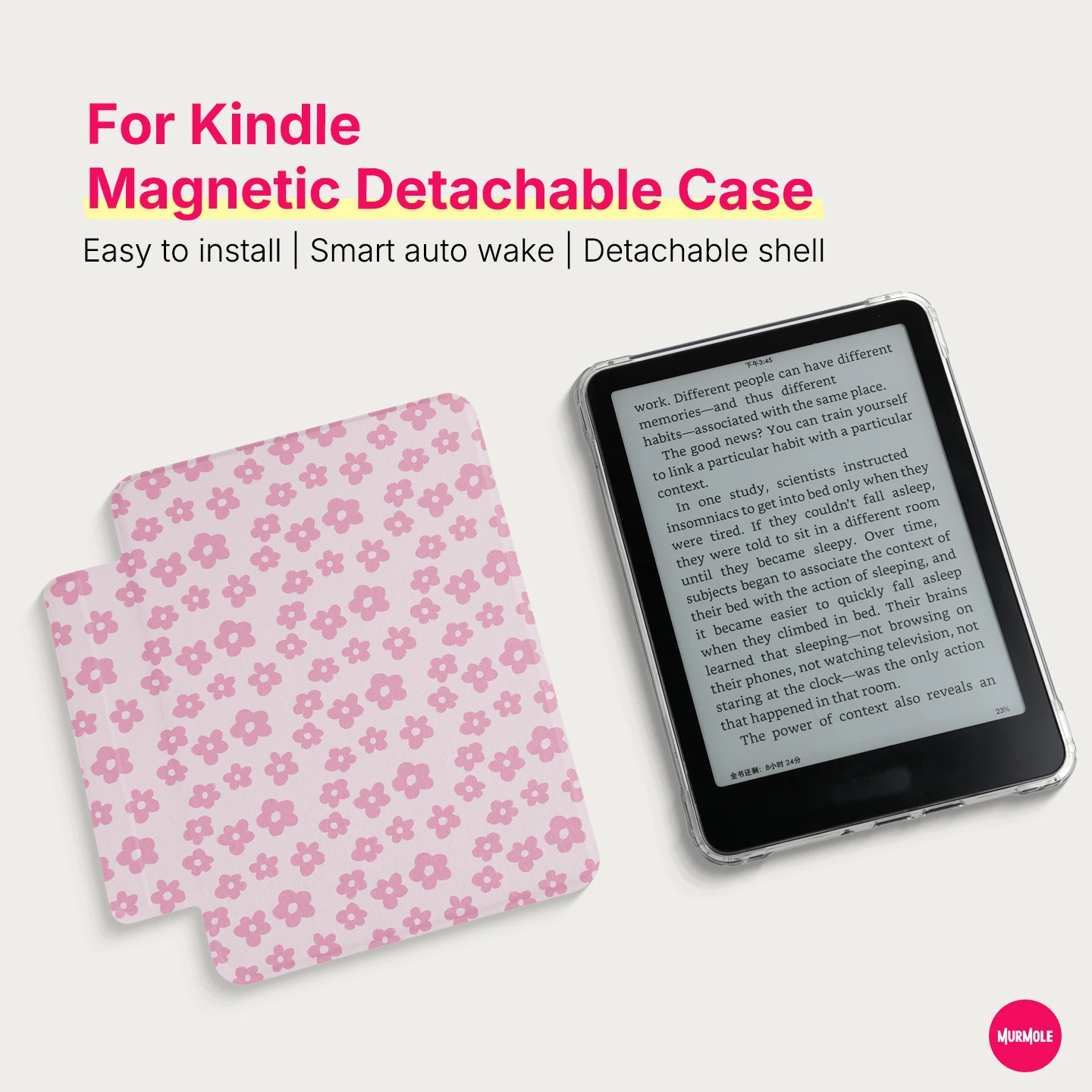 Фото Чехол Murmole Floral Grid Plaid с магнитной застежкой для Kindle Paperwhite 12-го поколения, Colorsoft 7 дюймов, Basic Kindle 11-го и 10-го поколений, прозрачная накладка №1