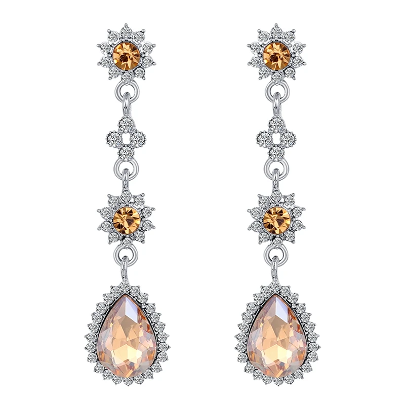 

Fashion Luxury Temperament Water Drop Rhinestones Bridal Earrings Elegant Long Earrings Crystal Earrings Women Jeweley