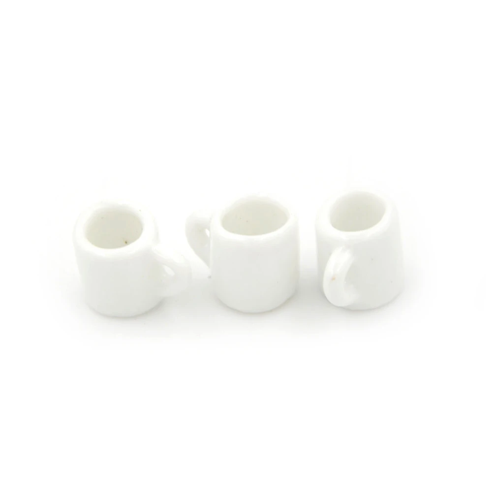 

Miniature Coffee Tea Cups Mugs Porcelain Mug Kit Tableware Dollhouse Kitchenware Accessories Furniture Toys White