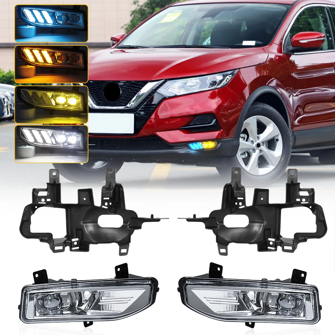 Фонари противотуманные для Nissan Qashqai 2018 2019 2020 DRL дневные ходовые огни передняя